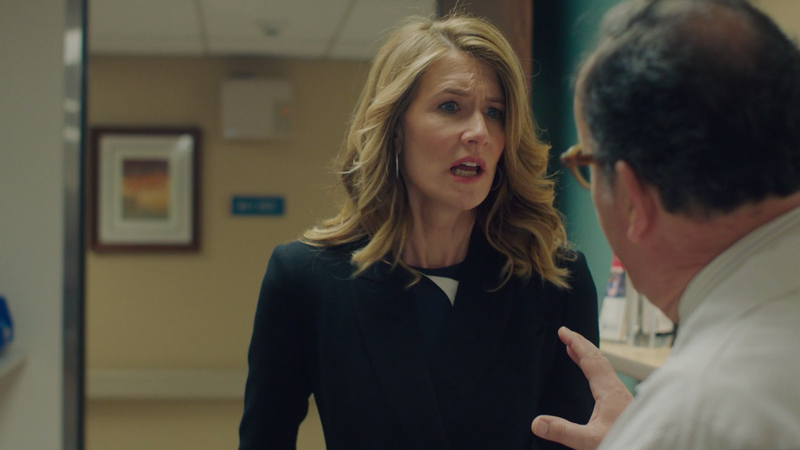 Renata Klein, played by Laura Dern, arriving to the hospital to see her daughter.